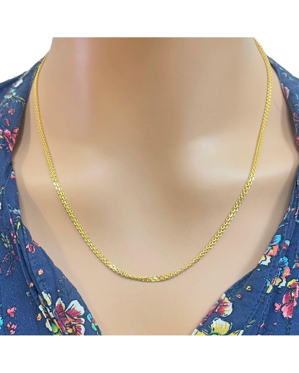 Raina Jewels Metallic 22Ct Flat Chain Necklace 18 Inches 2 Mm Width