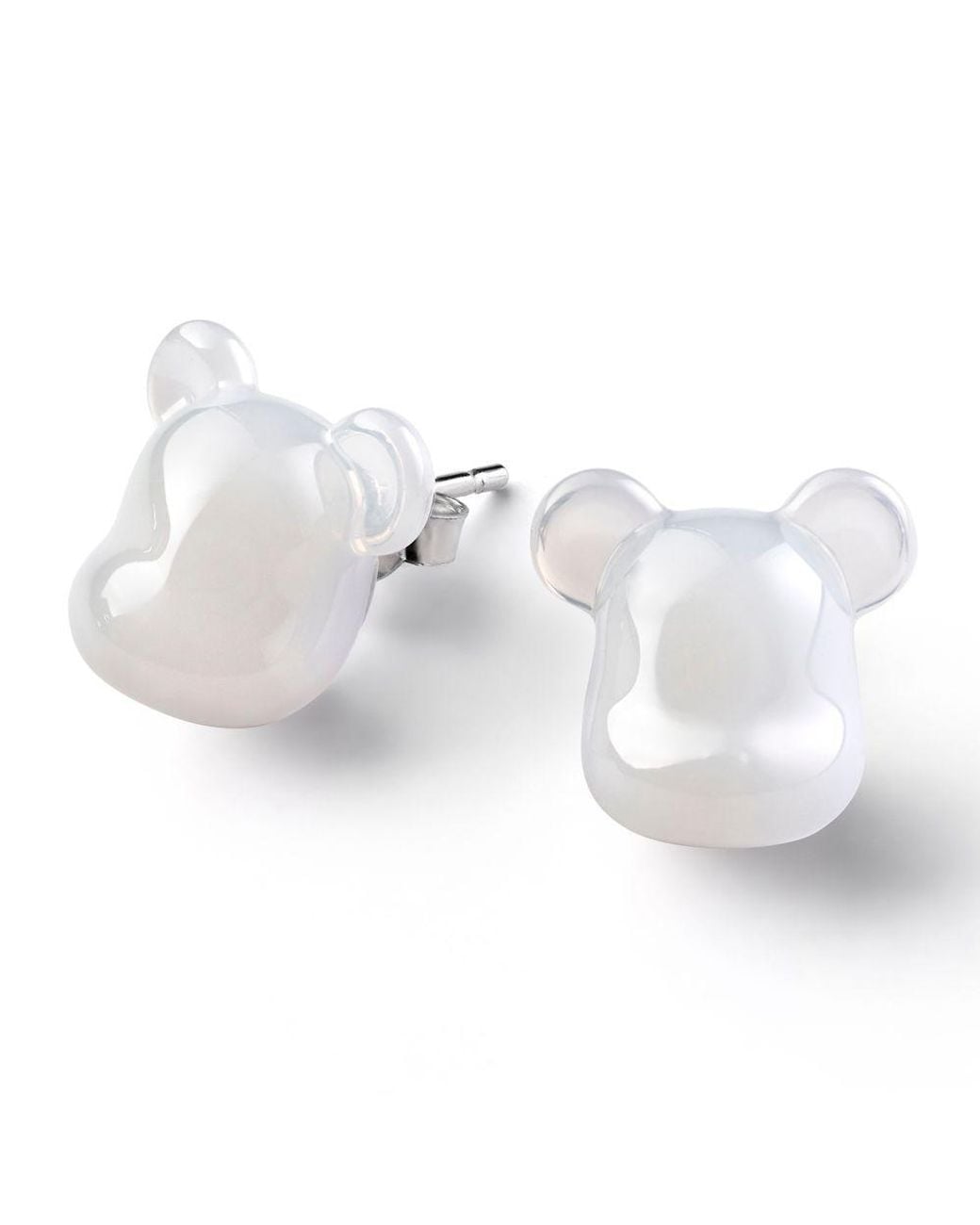 Baccarat White Bearbrick Stud Earrings, & Crystal, Pair 2814122