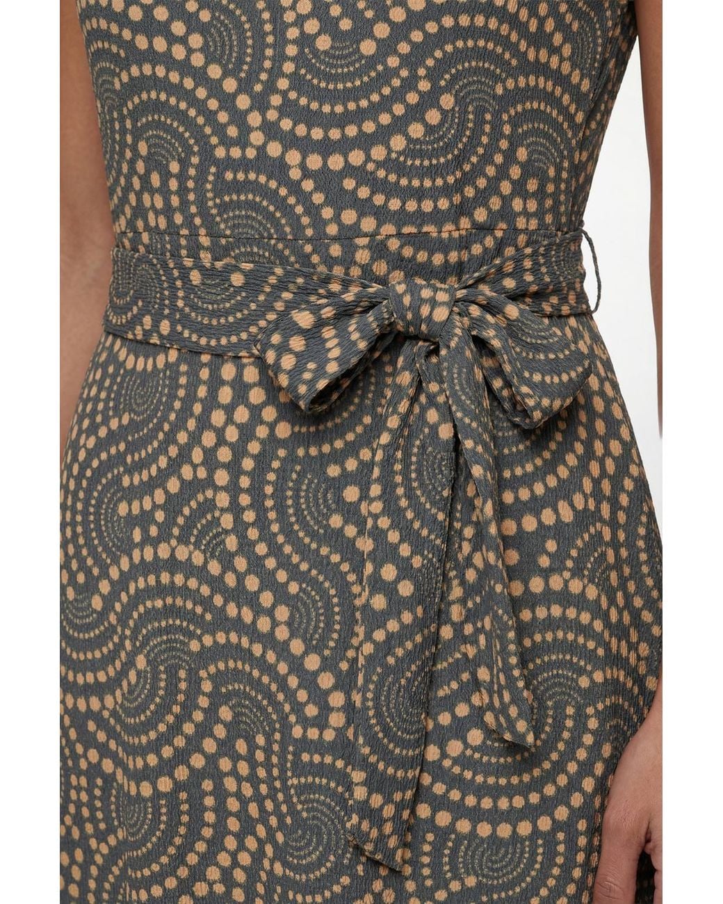 Wallis Blue Spot Jersey Belted Midi Dress