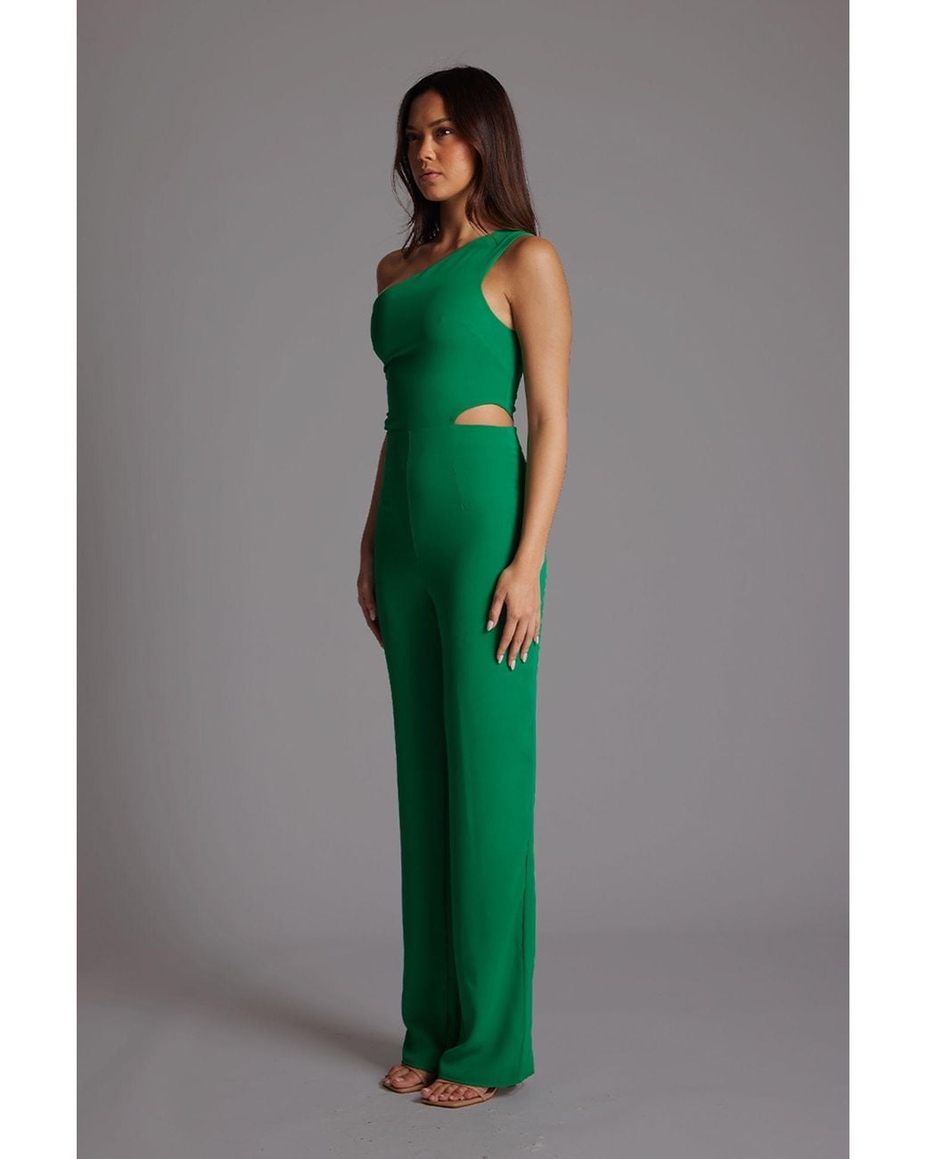 Vesper Green One Shoulder Wide Leg Jumpsuit