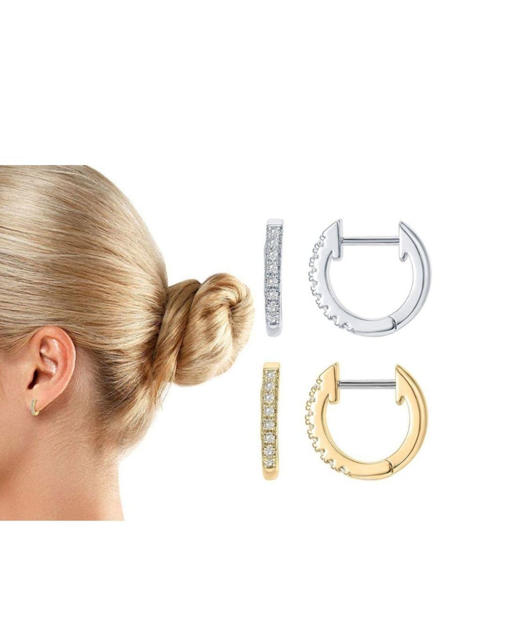 Lovii Metallic Classic Zircon-Embellished Mini Hoop Earrings