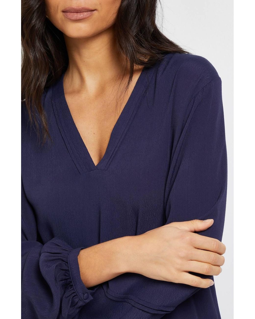 Wallis Blue Viscose Seam Detail Collarless Shift Dress