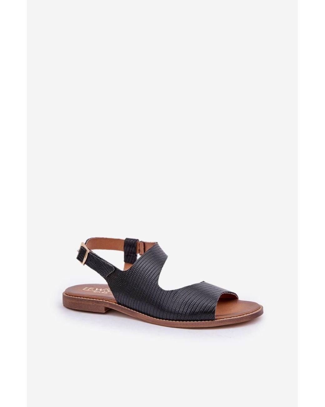 Love Lace Natural Leather Sandals With Buckle & 0.5Cm Heel