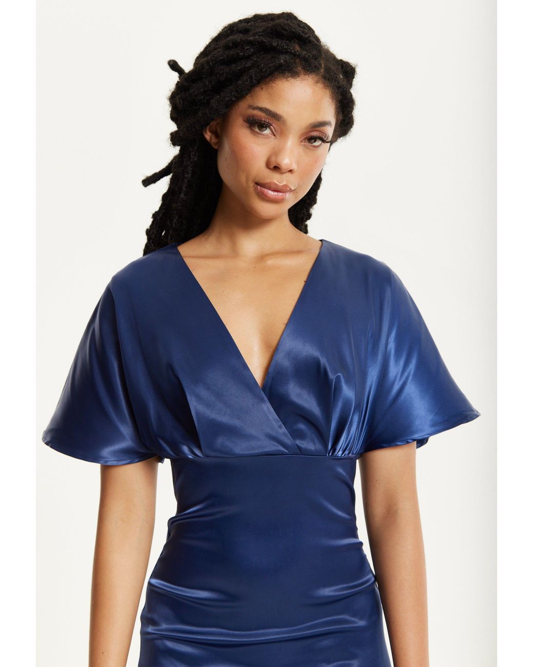 Liquorish Blue Short Sleeve Maxi Dress