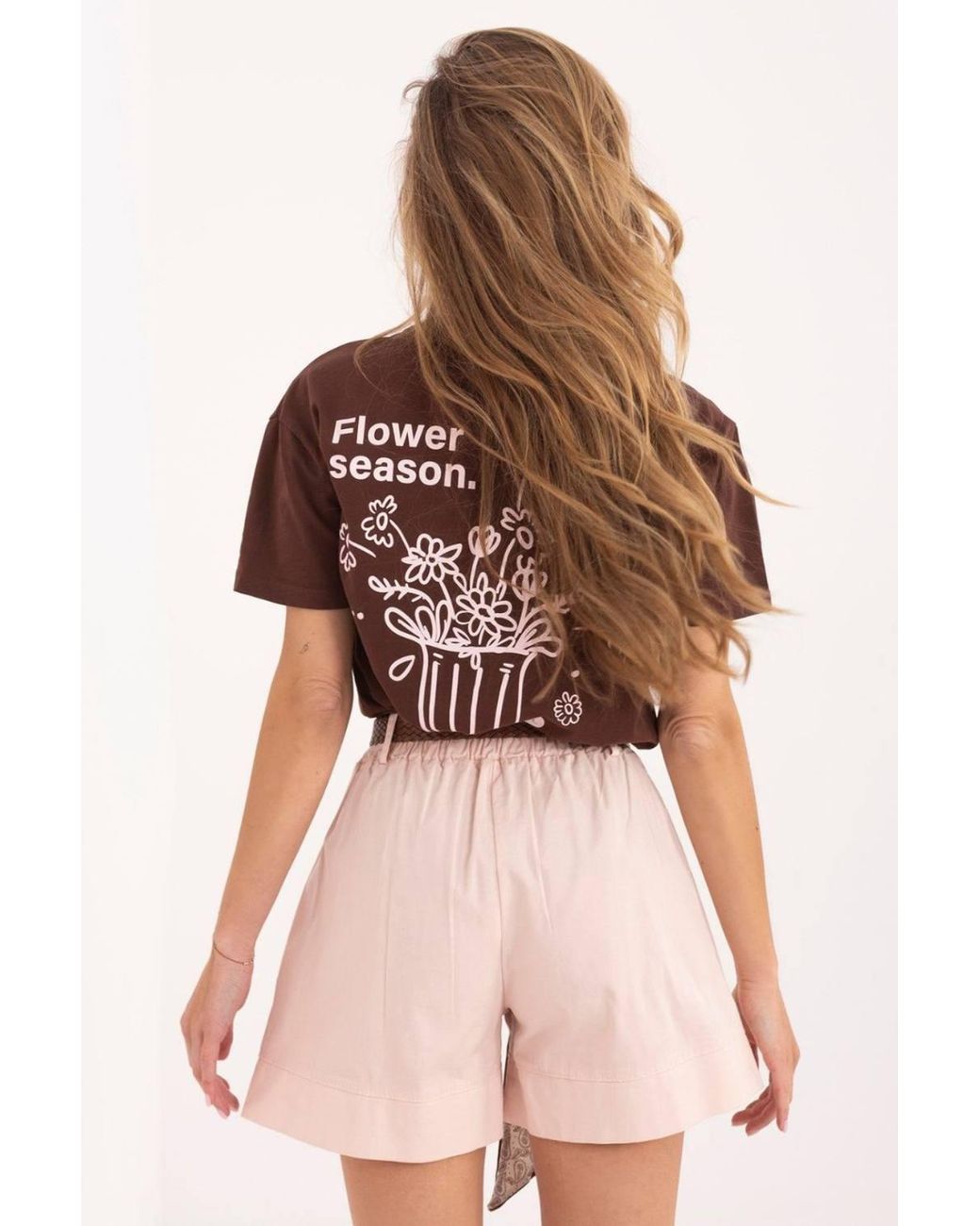 Love Lace Brown Cotton Wide Leg Tailored Shorts