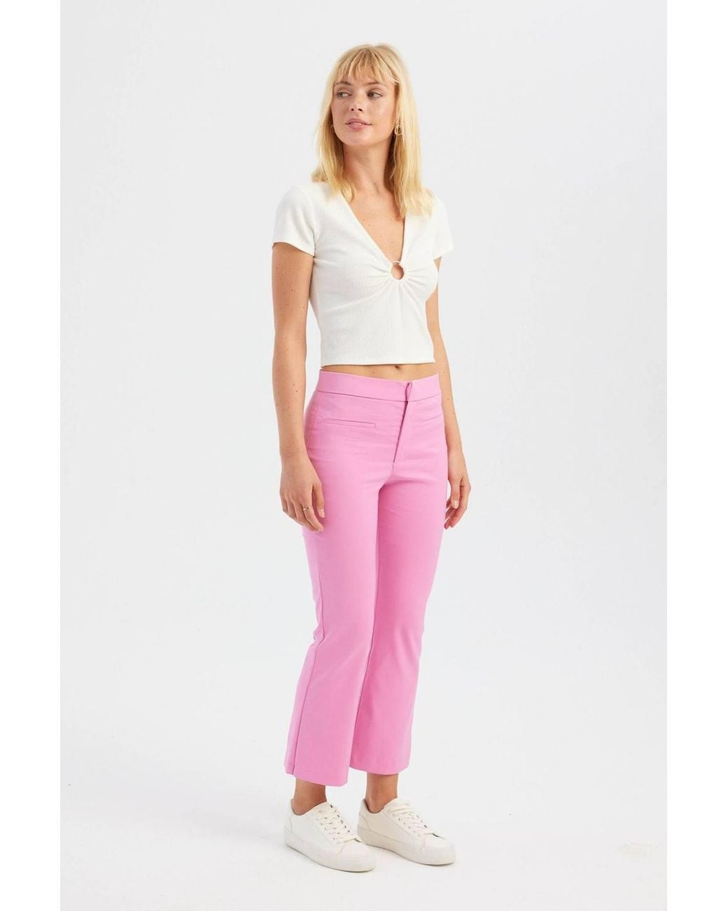 Hiccup Pink V Neck Short Sleeve Top With A Ruched Detail