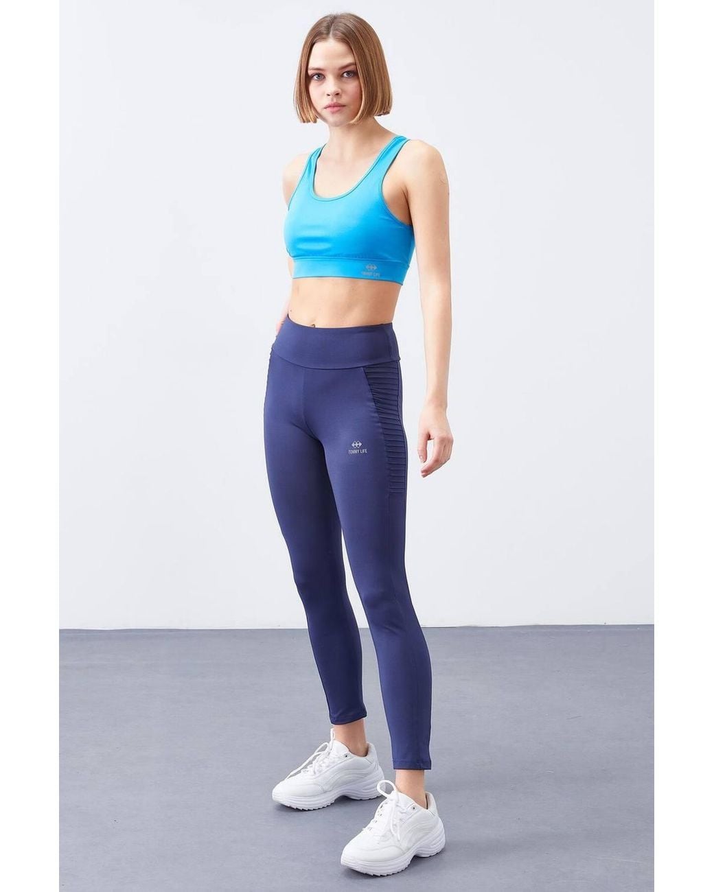 TOMMY LIFE Blue High-Waist Slim-Fit Leggings