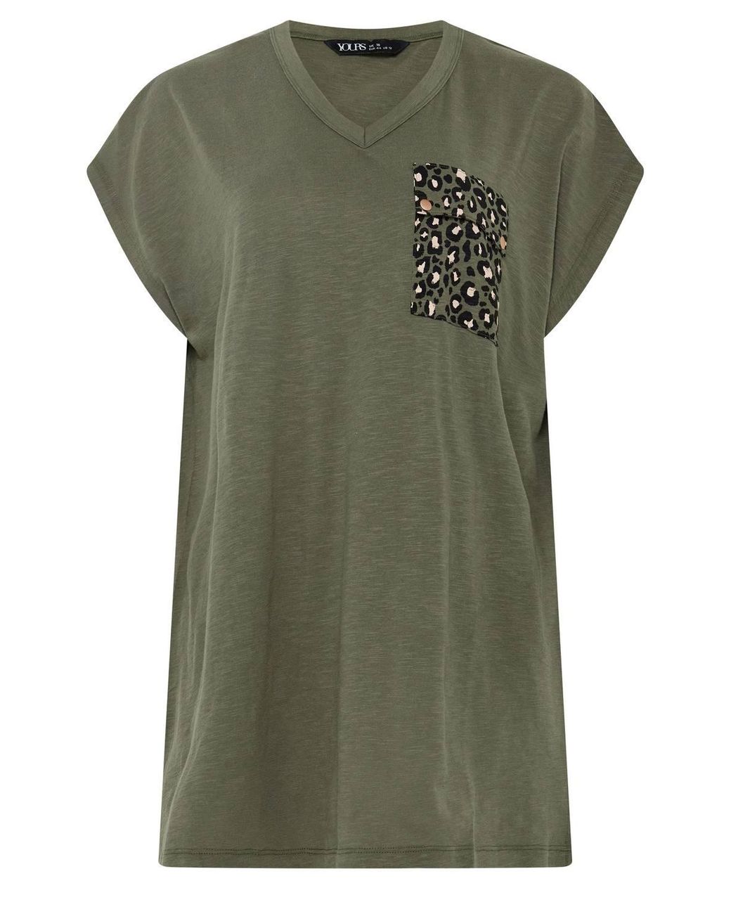Yours Green Animal Stud Pocket T-Shirt