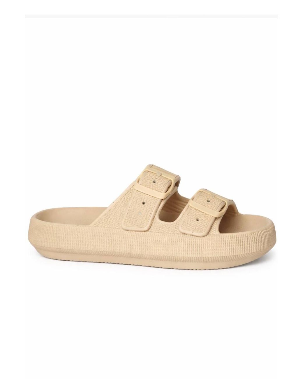 Spot on Natural Wide Fit Double Buckle Comfort Pool Slide Sandals