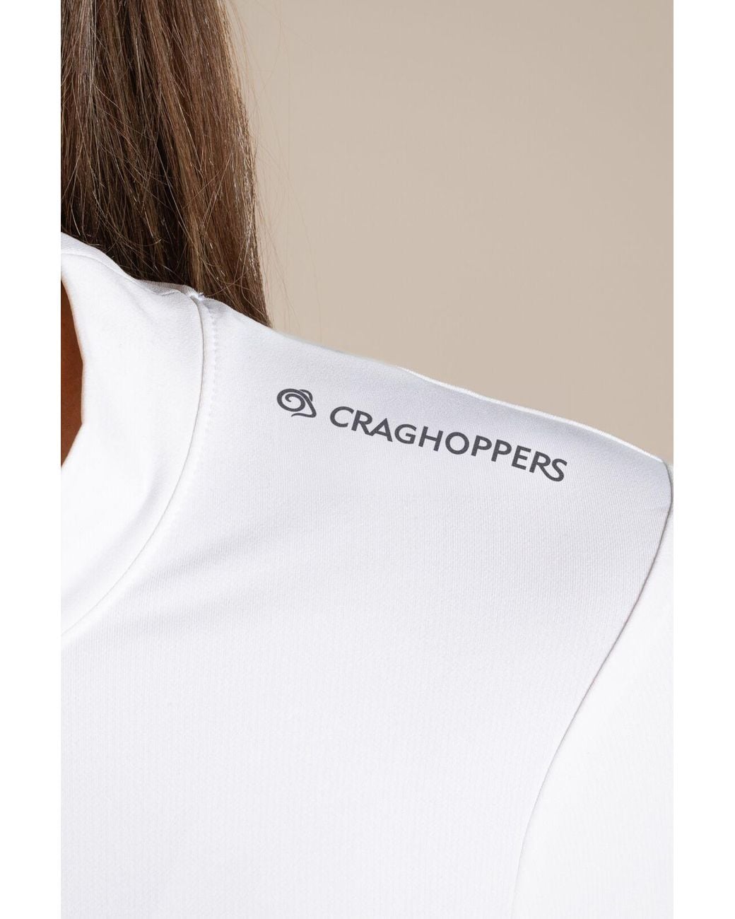 Craghoppers White Nosilife Insect-Repellent Long Sleeved Golf Mock Neck Top