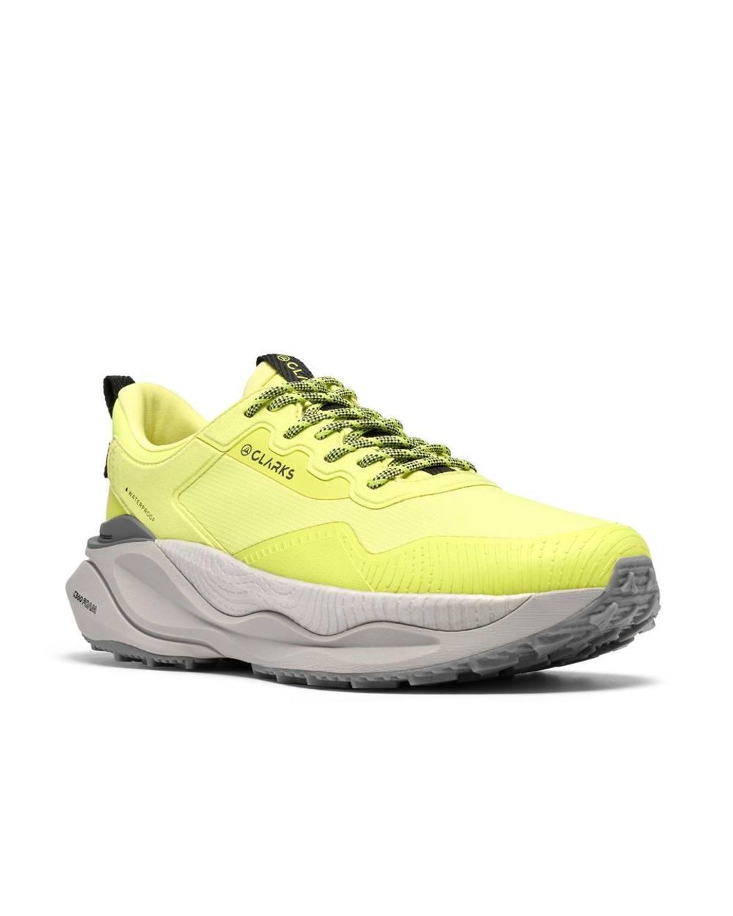 Clarks Yellow Pace Trail Go Waterproof Lime Combination Trainers, Walking for men