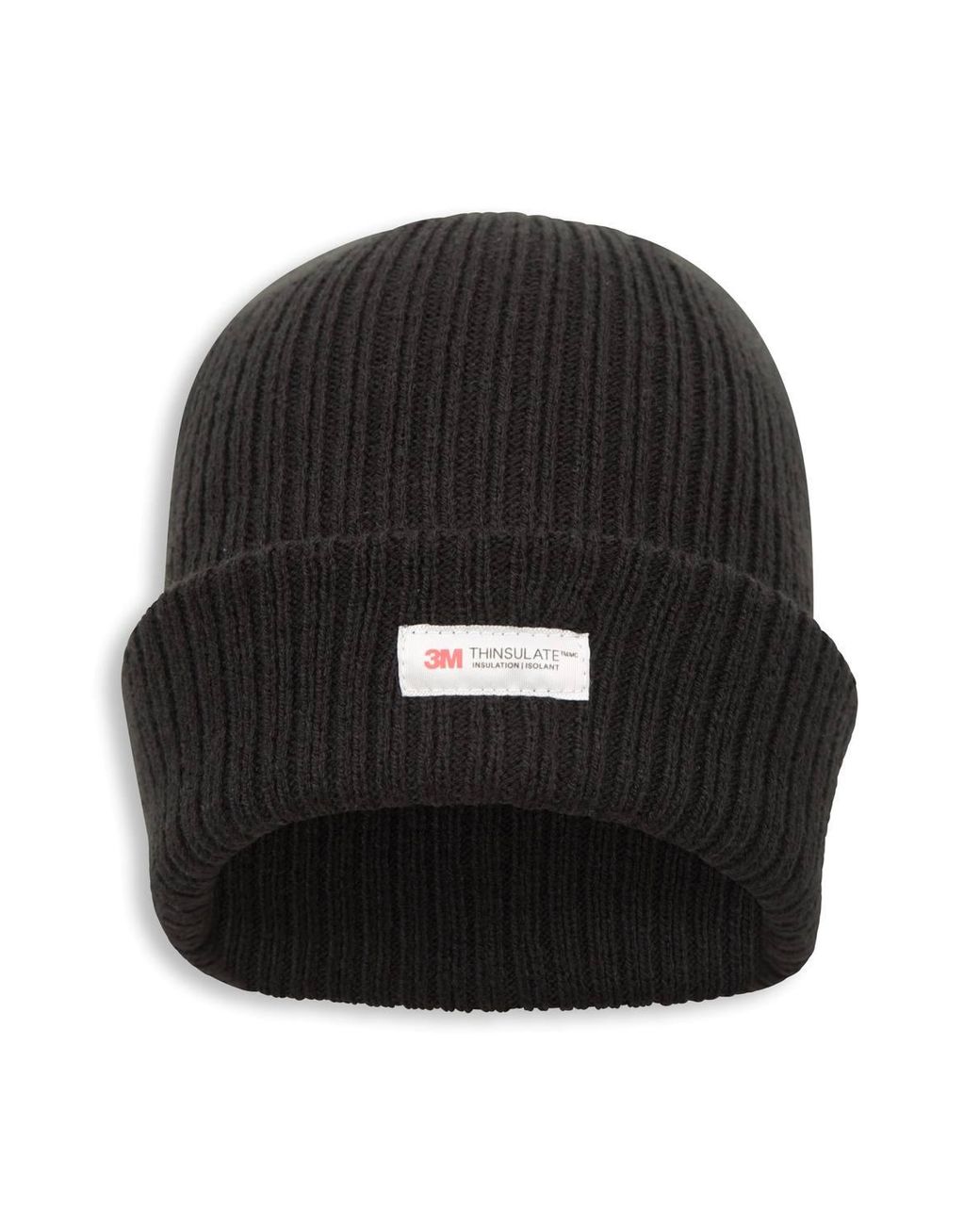 Mountain Warehouse Black Thinsulate Fleece Lined Ribbed Anti-Pill Warm Winter Knitted Beanie for men