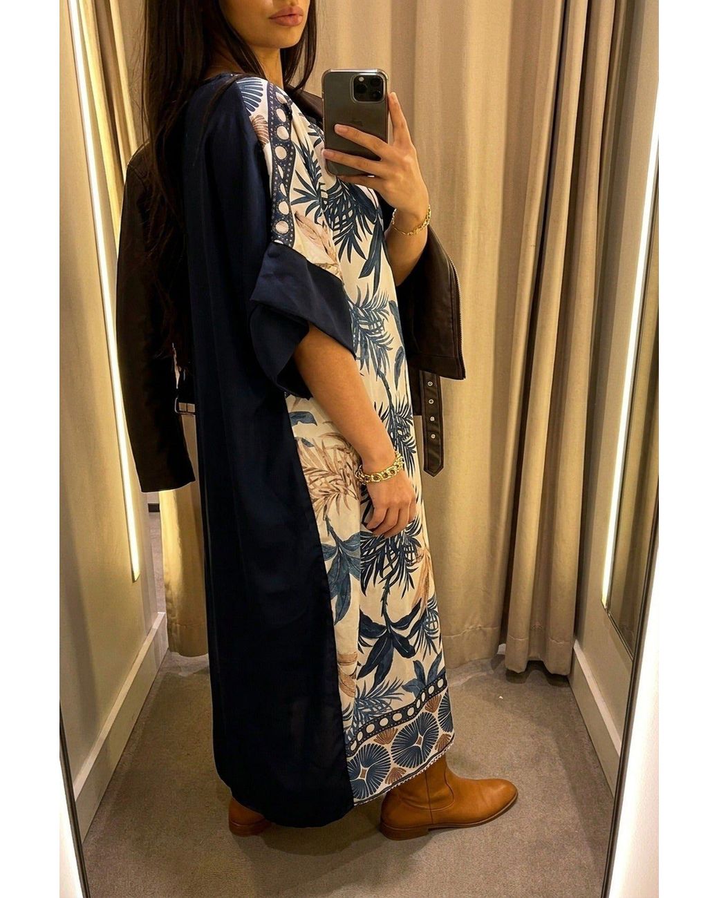 IKRUSH Blue Taisley Oversized Batwing Maxi Dress With Tropical Print