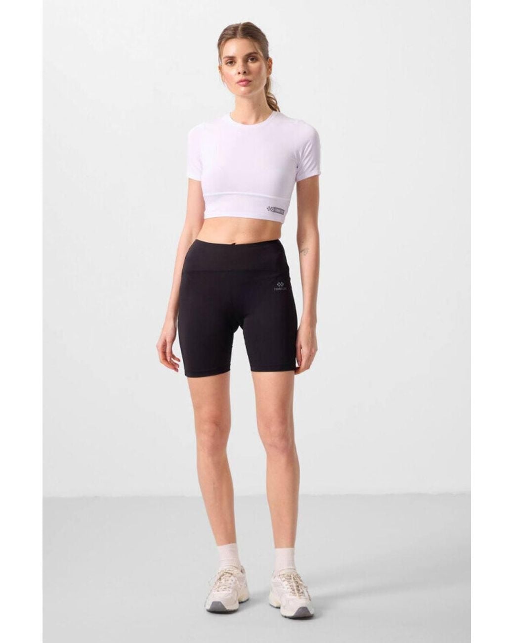 TOMMY LIFE Blue Short High-Waist Slim-Fit Sports Leggings