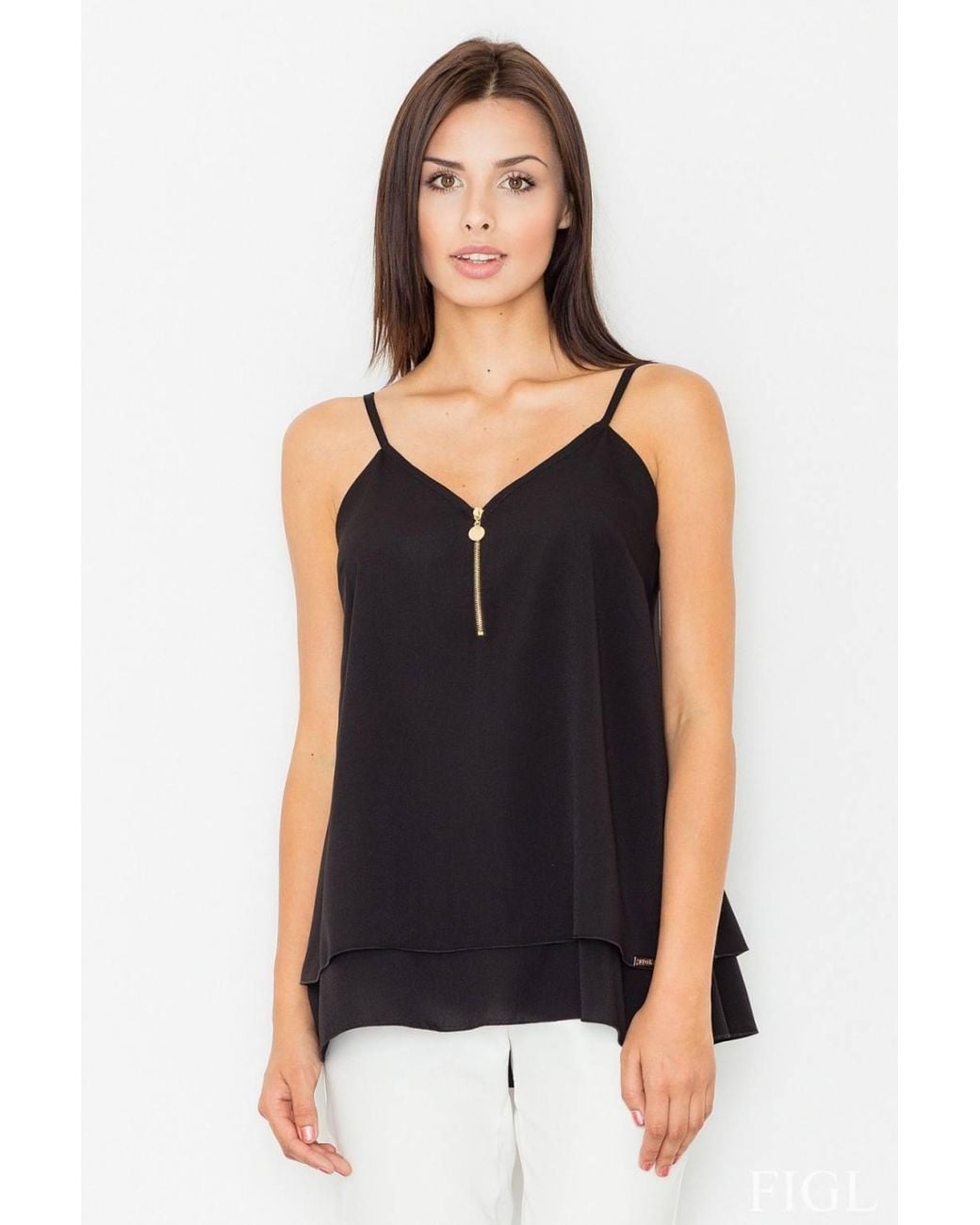 Love Lace Black Elegant Double Layer Blouse With Zip