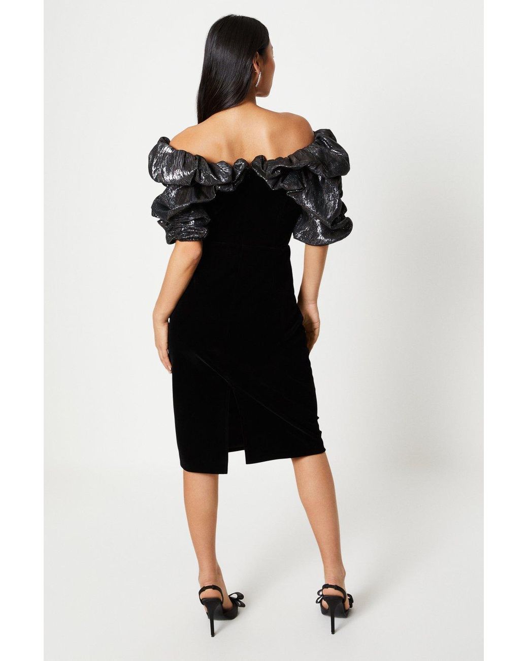 Coast Petite Velvet Sparkle Sleeve Pencil Dress in Black Lyst UK
