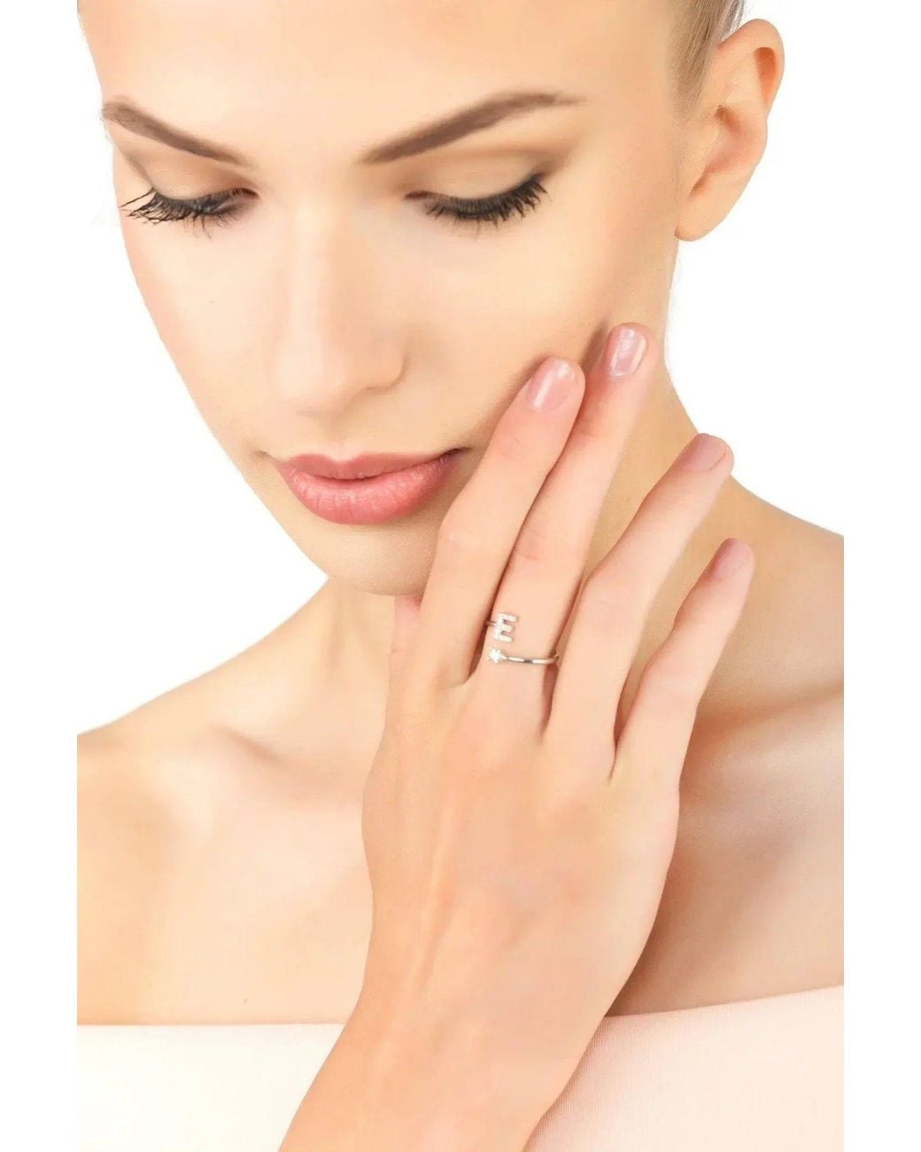 Latelita London White Initial Ring E