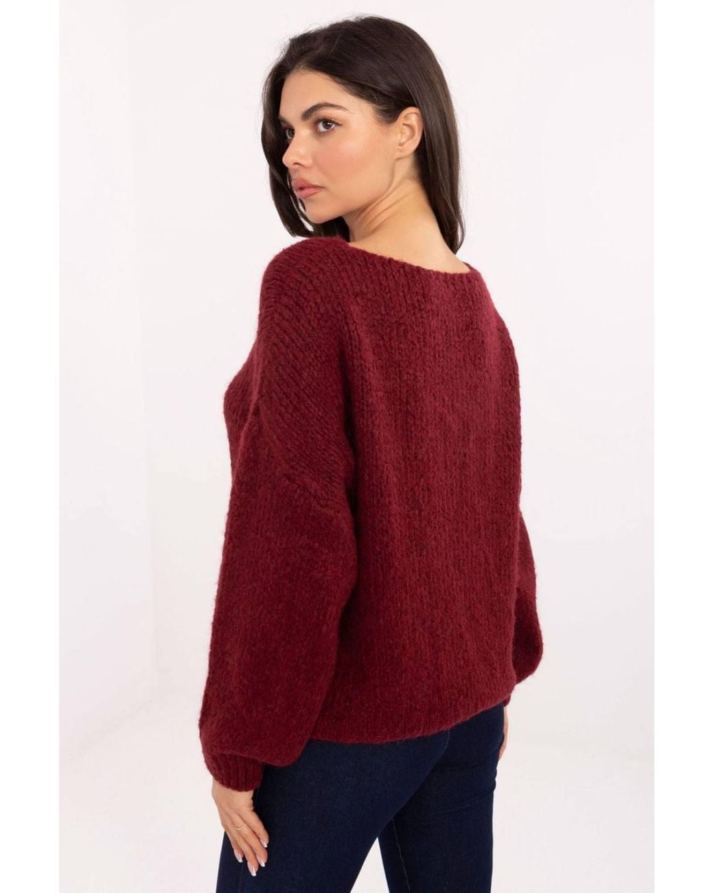 Love Lace Red Viscose Long Sleeve Comfortable Heavyweight Jumper