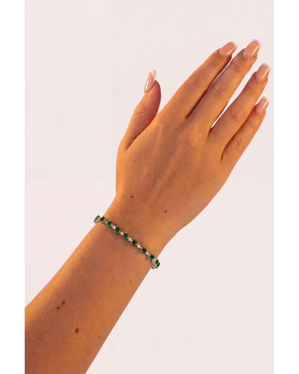 Latelita London Green Asscher Cut Heart Tennis Bracelet Emerald
