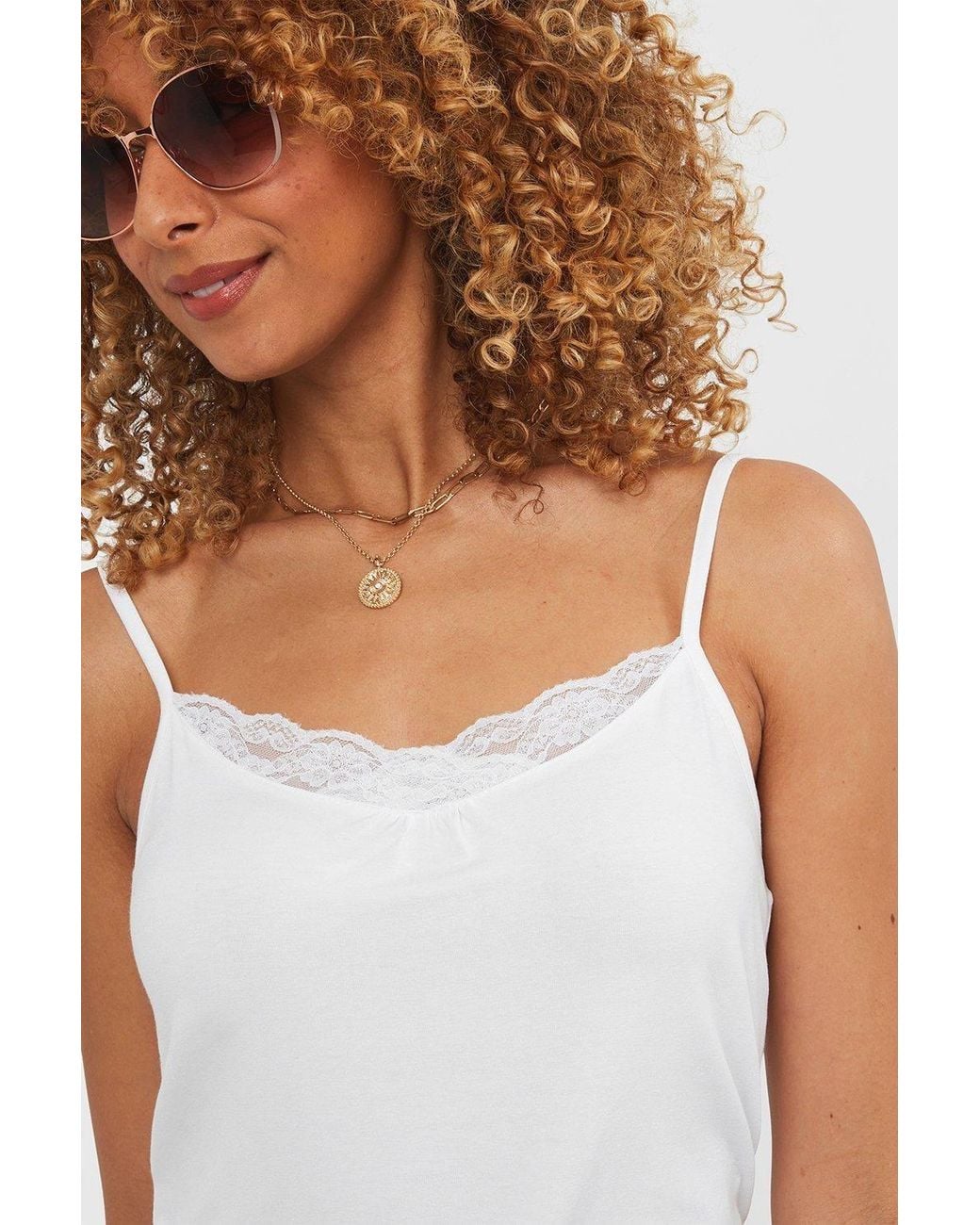 Joe Browns White Basic Adjustable Strap Lace Insert Cami Top