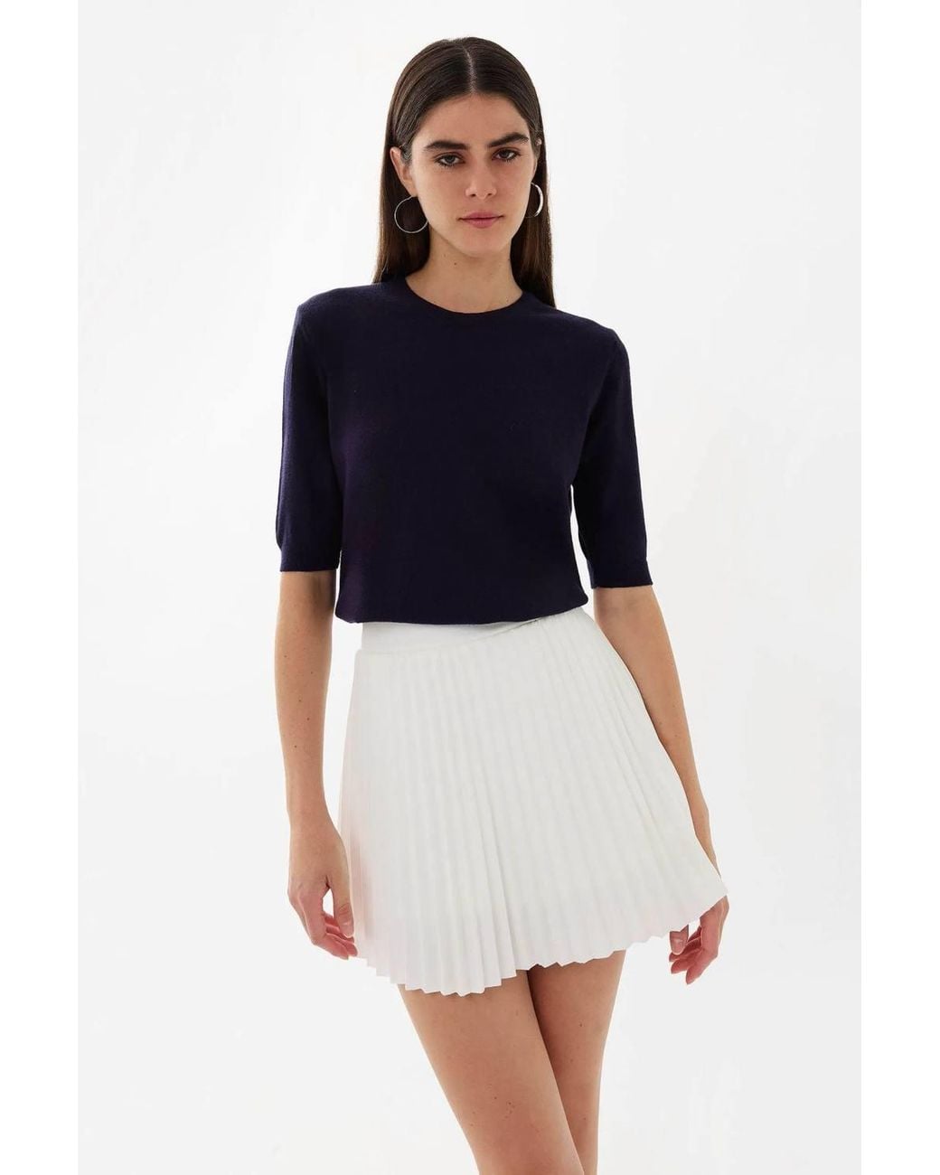 Hiccup Blue Short Sleeve Basic Knitted Sweater