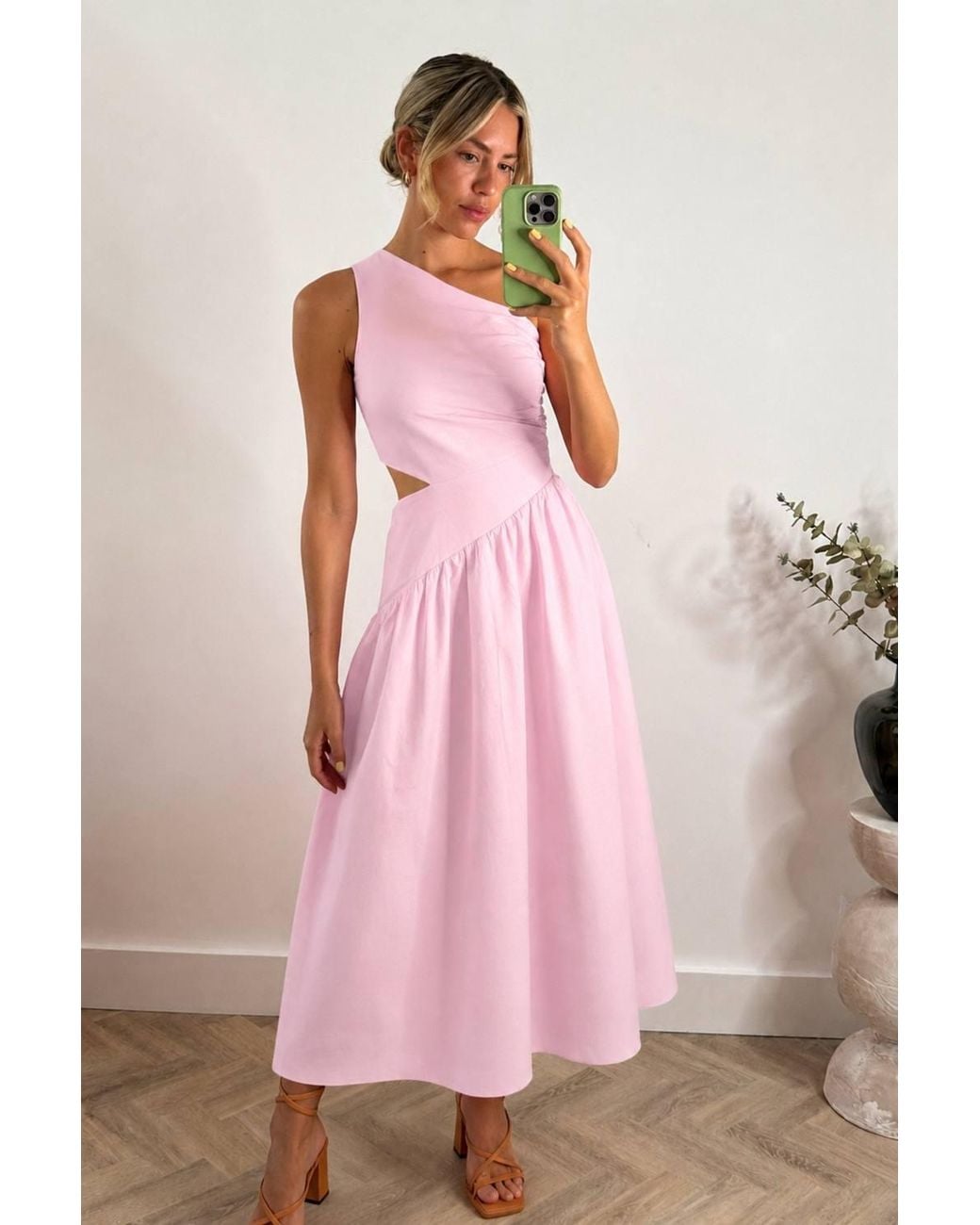 Style Cheat Pink Jasmine Cut Out One Shoulder Dress