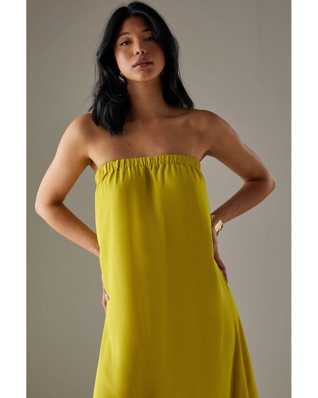 Warehouse Multicolor Yoryu Chiffon Elasticated Back Bandeau Maxi Dress