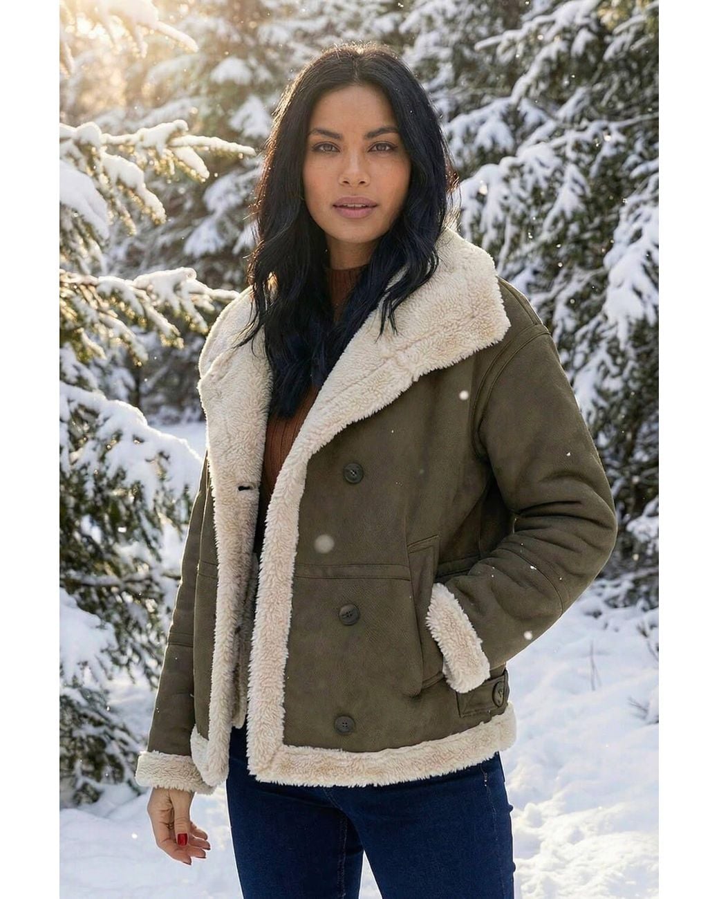 Roman Gray Borg Collar Aviator Jacket