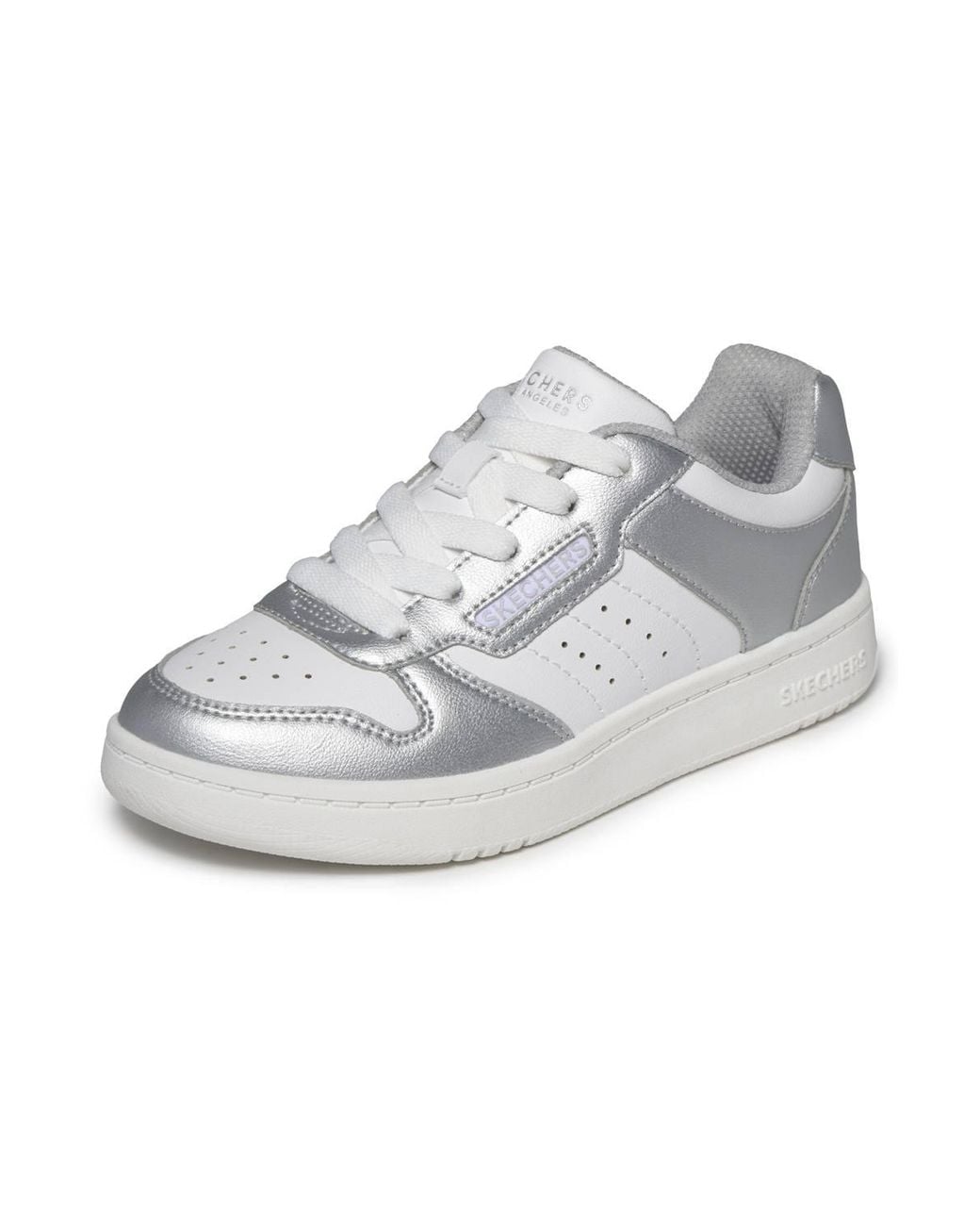 Skechers Metallic Lace Up Low Top Sneaker With Quarter Perf Detail