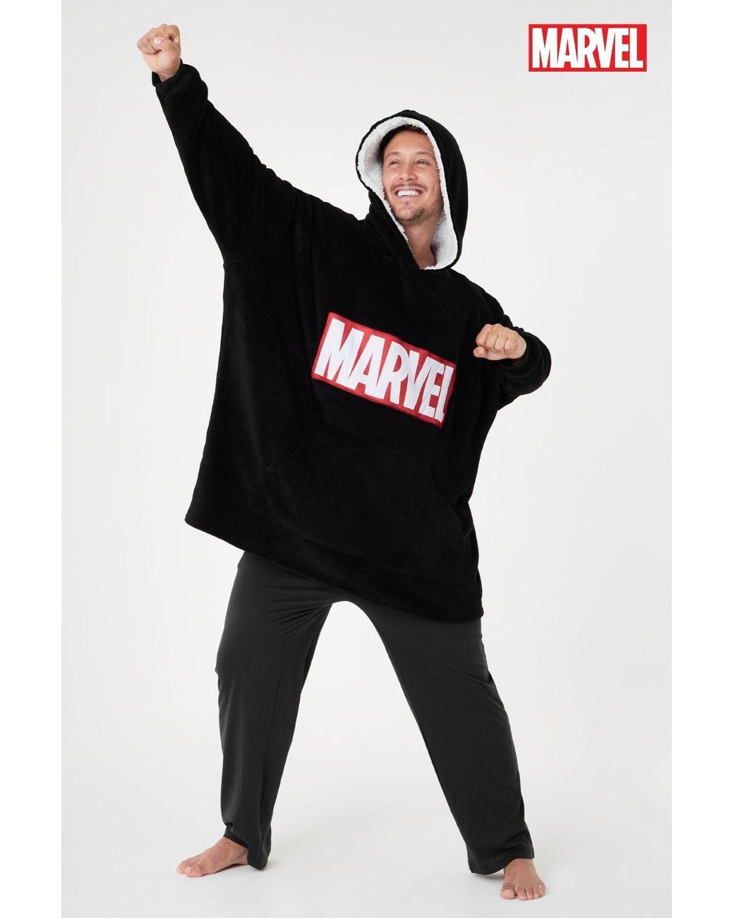 Marvel Black Oversized Poncho for men