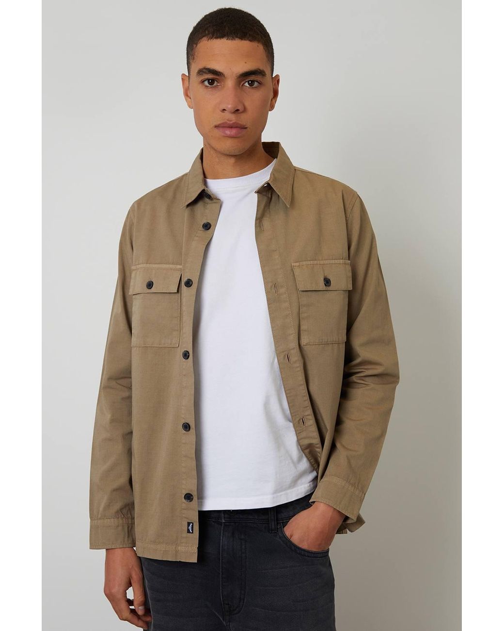 Threadbare Natural Lightweight Shacket for men