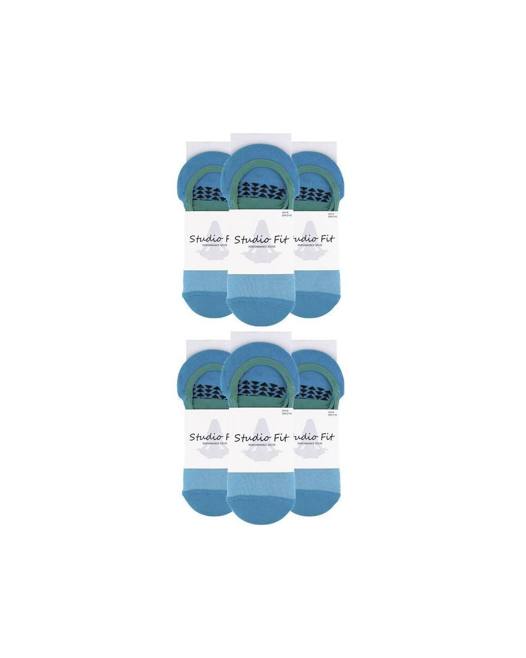 Sock Snob Blue 6 Pack Non Slip Yoga Socks With Straps