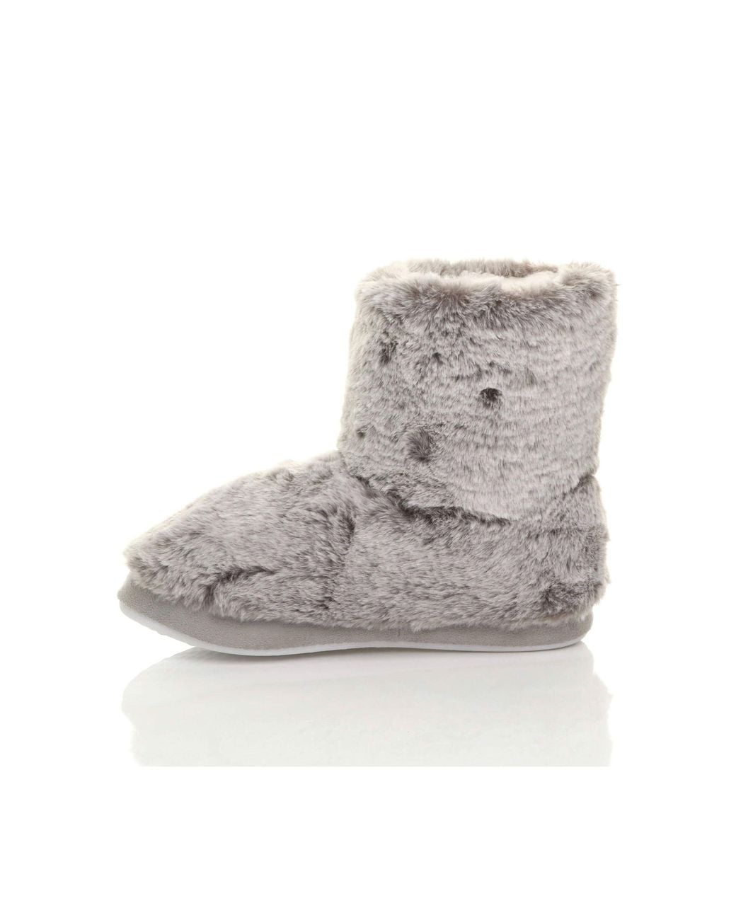 AJVANI Gray Faux Fur Lined Slip On Memory Foam Mules Slippers