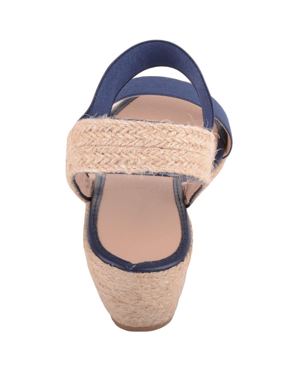 Absolute Footwear Blue Wedged Elasticated Strap Woven Contrast Colour Sandals
