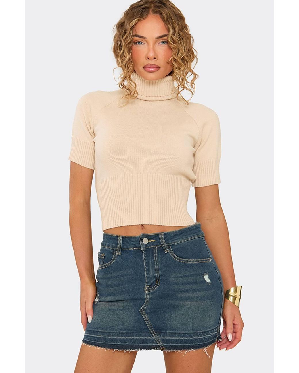 EGO Blue Low Rise Mini Skirt