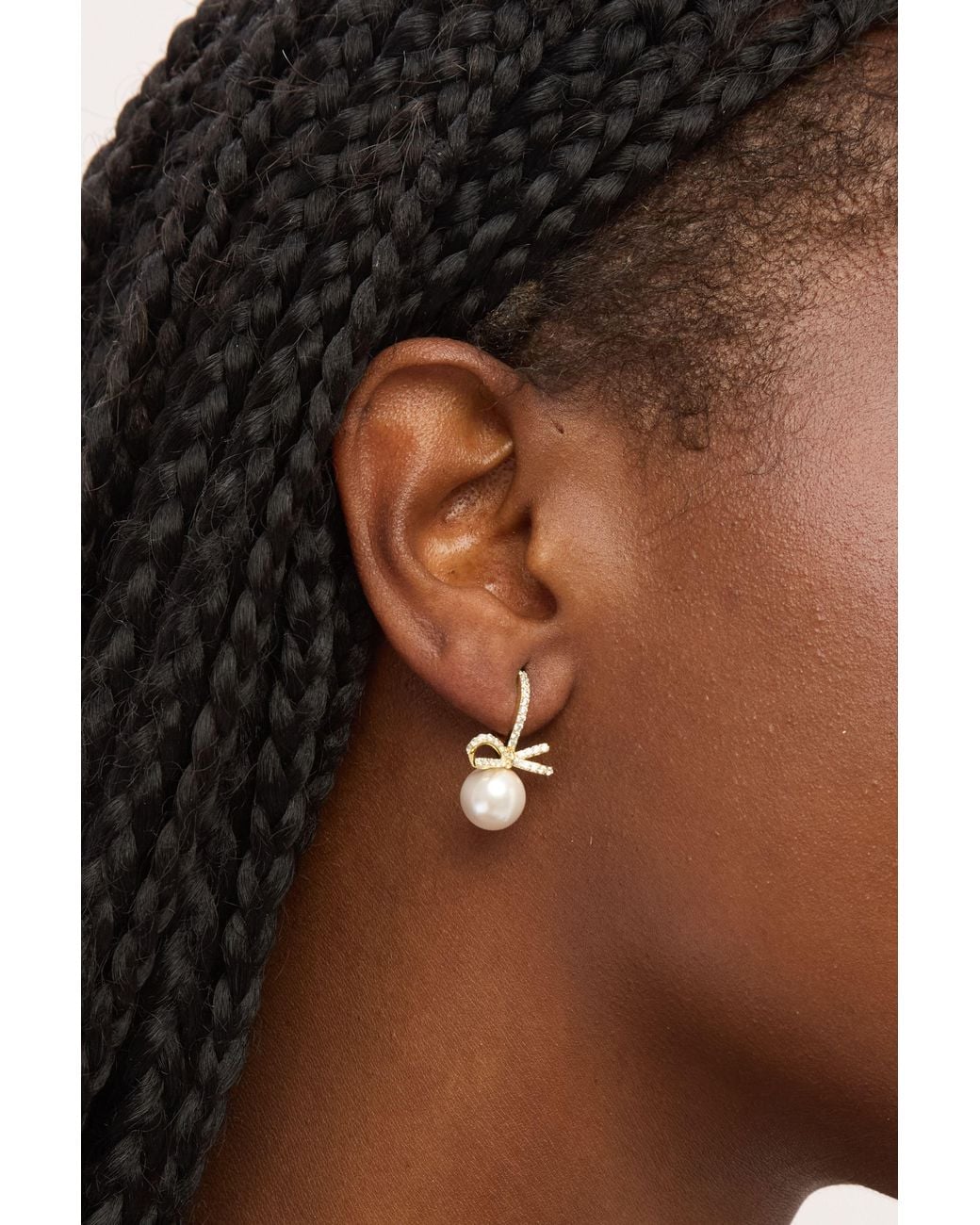 Jon Richard Metallic Plated Crystal Bow & Pearl Hoops