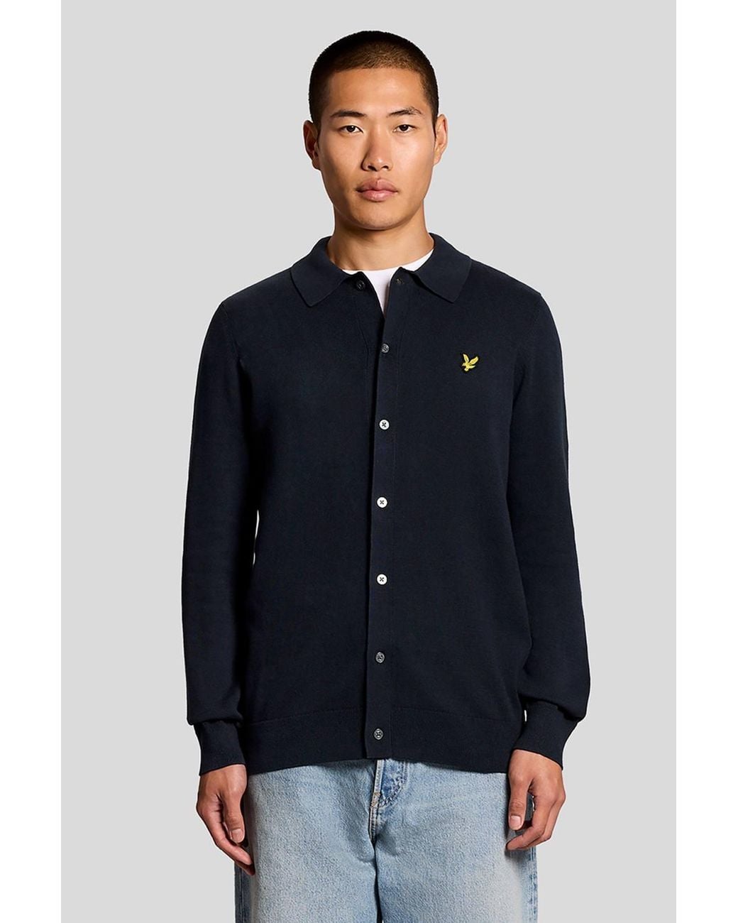 Lyle & Scott Blue Cotton Knitted Shirt for men