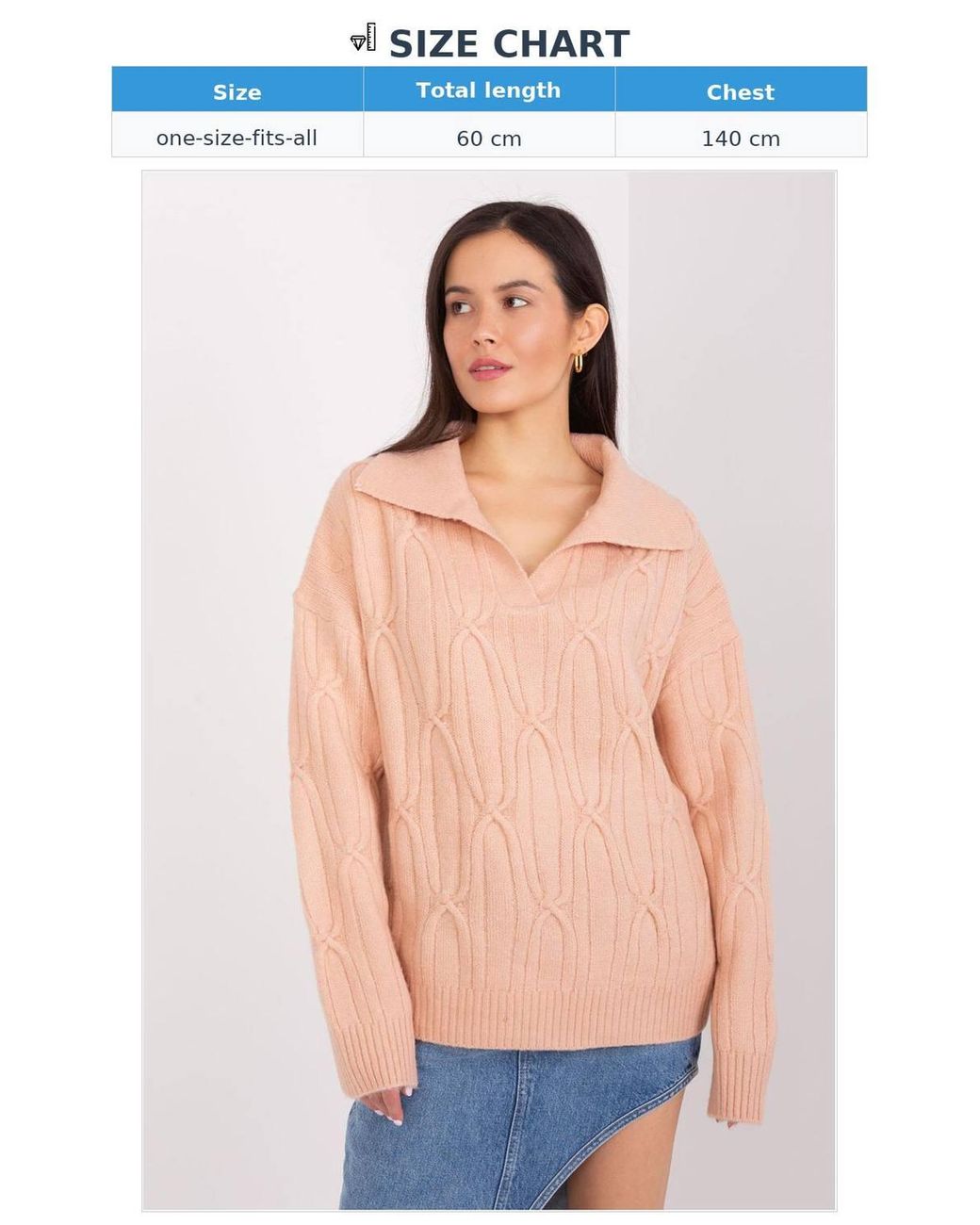 Love Lace Blue Variegated Acrylic Long Sleeve Collared Sweater Style 188273