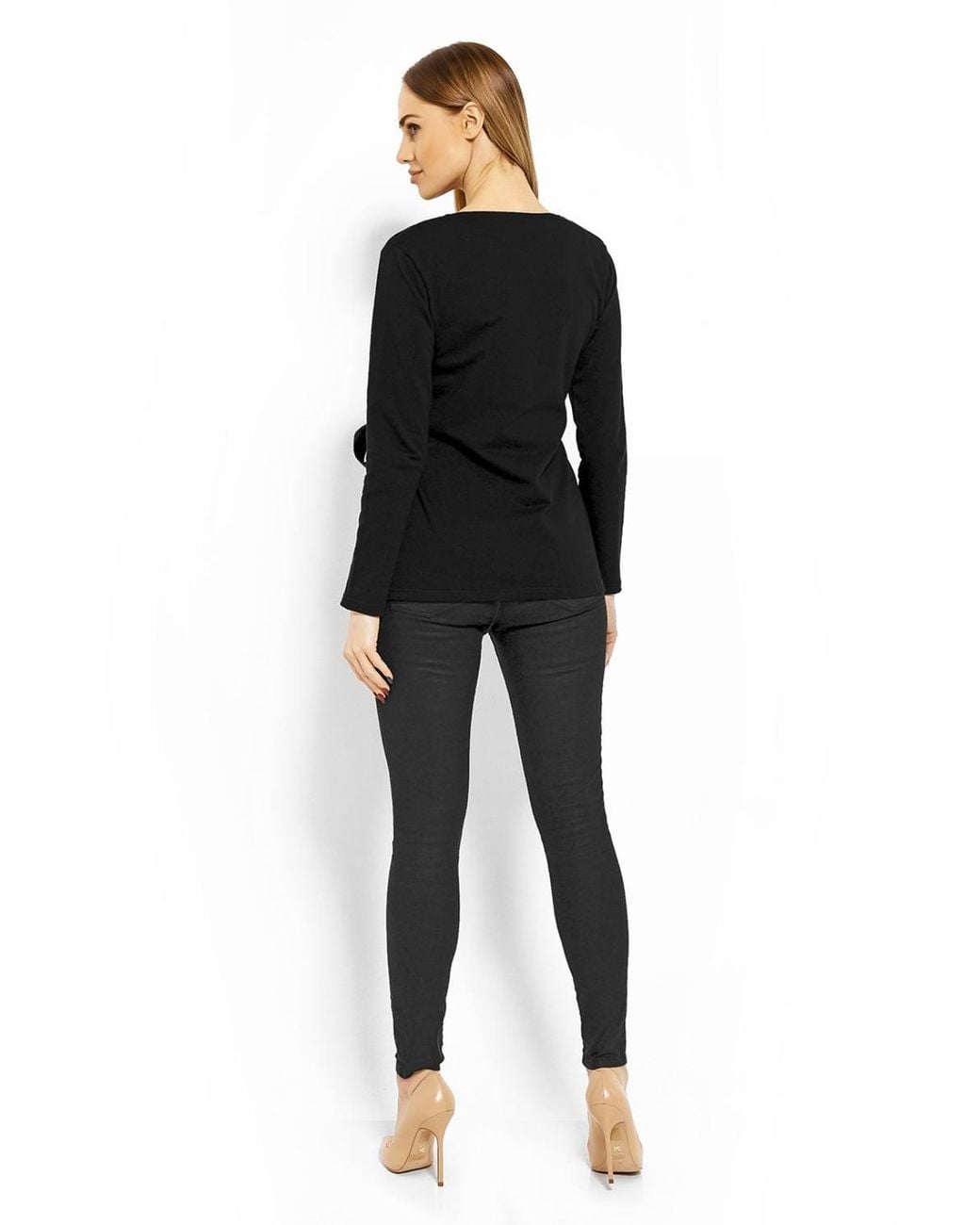 Love Lace Black Envelope Neckline Cotton Blouse With Tie Adjustments