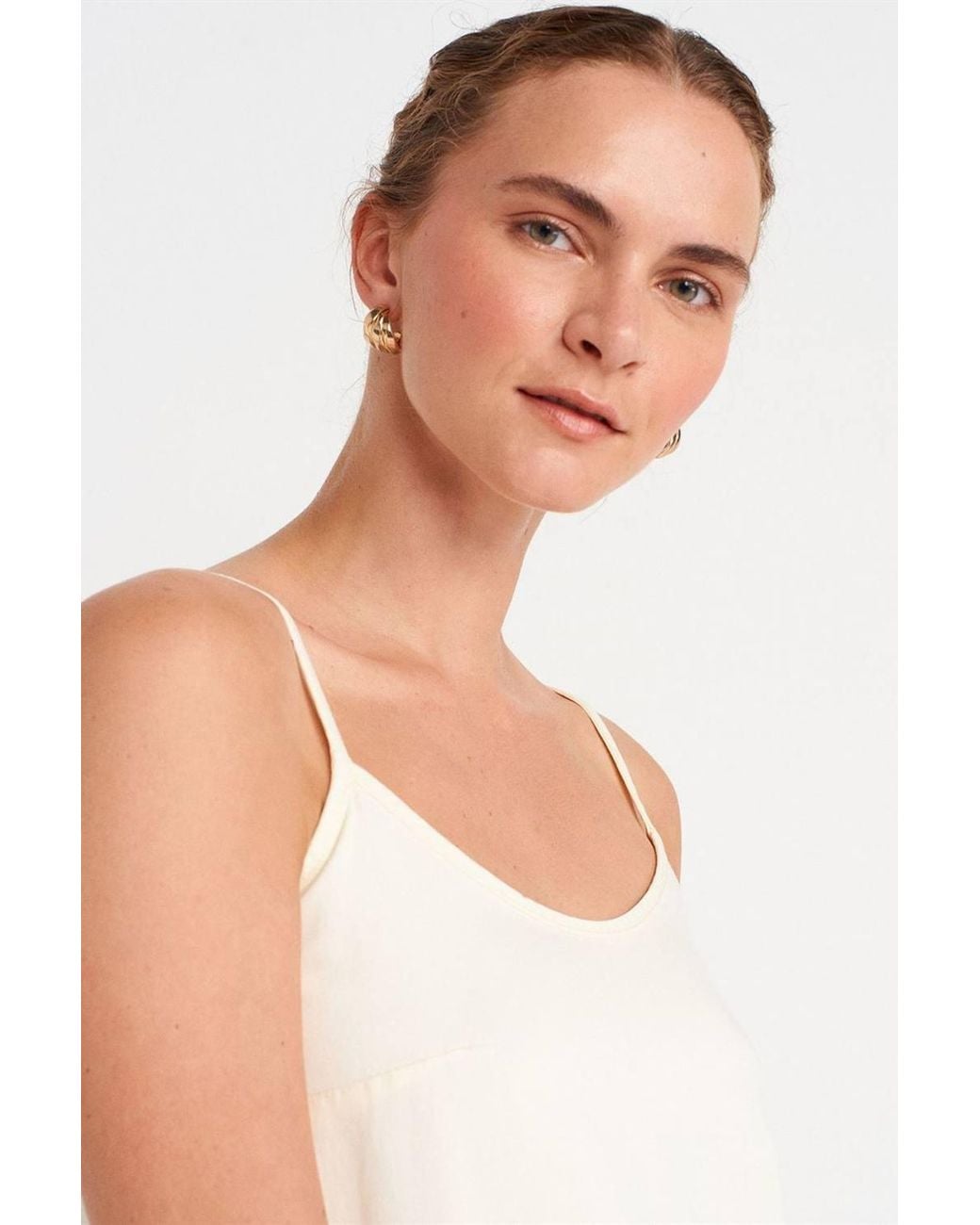 Dilvin White Sleeveless Midi Slip Dress With Frill Detail
