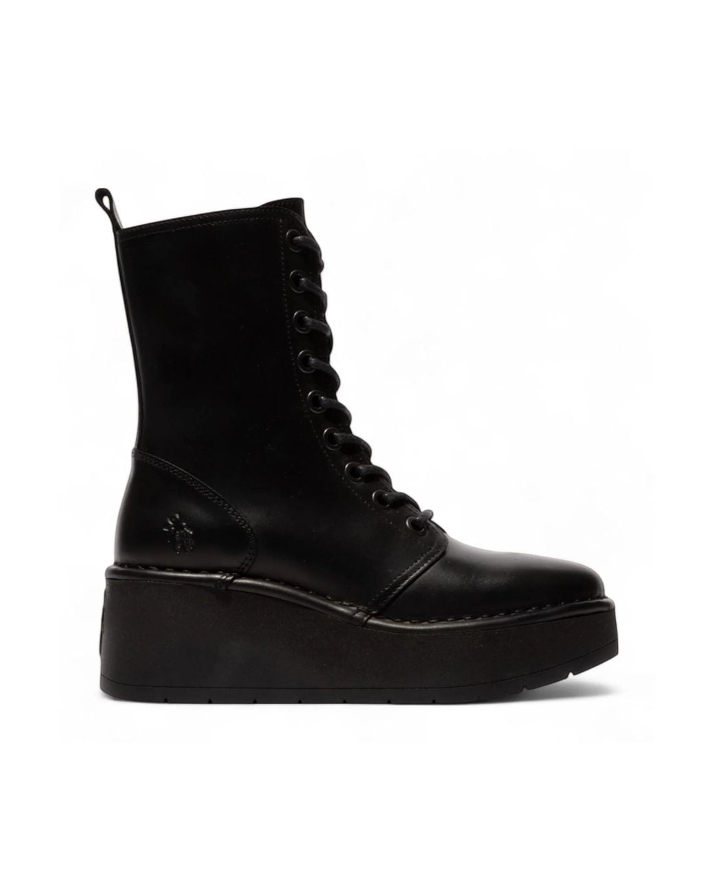 Infinity Leather Black Fly London Hait273 Leather Lace-Up Chunky Platform Ankle Boots
