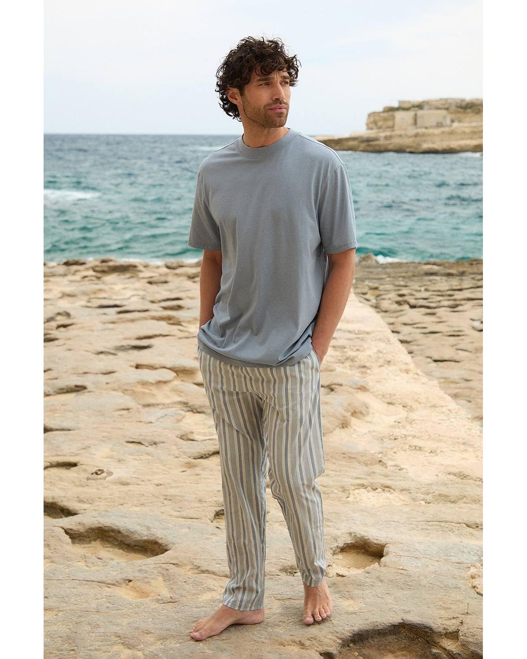 Threadbare Blue T-Shirt & Bottoms Pyjama Set for men