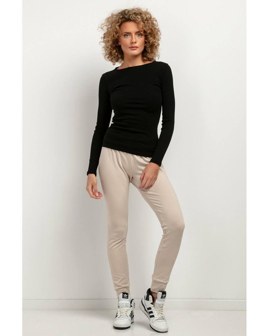 Love Lace Black Ribbed Fitted Long Sleeve Blouse