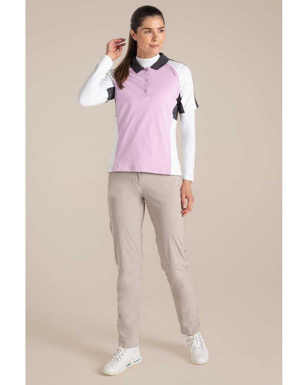 Craghoppers White Nosilife Insect-Repellent Long Sleeved Golf Mock Neck Top