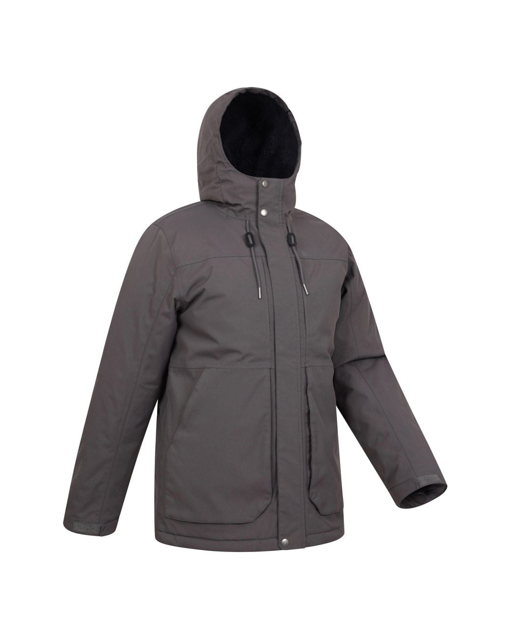 Mountain Warehouse Gray 'Coastline' Breathable Fleece Lined Waterproof Hooded Borg Jacket for men