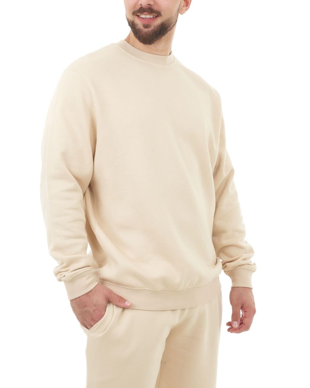 Smart Living Natural Polycotton Crewneck Sweatshirt for men