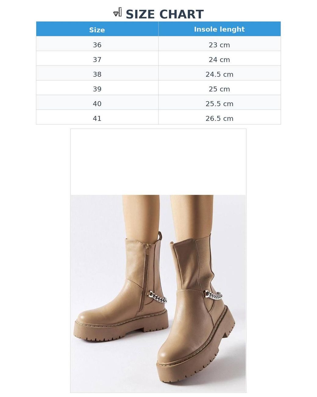 Love Lace Natural Chain Embellished Ankle Boots With Zip Closure & Round Toe
