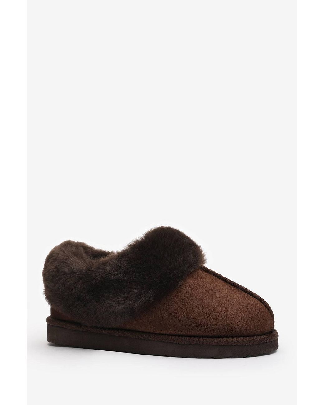Where's That From White Inaya Mule Slippers With Faux Fur Collar Trim