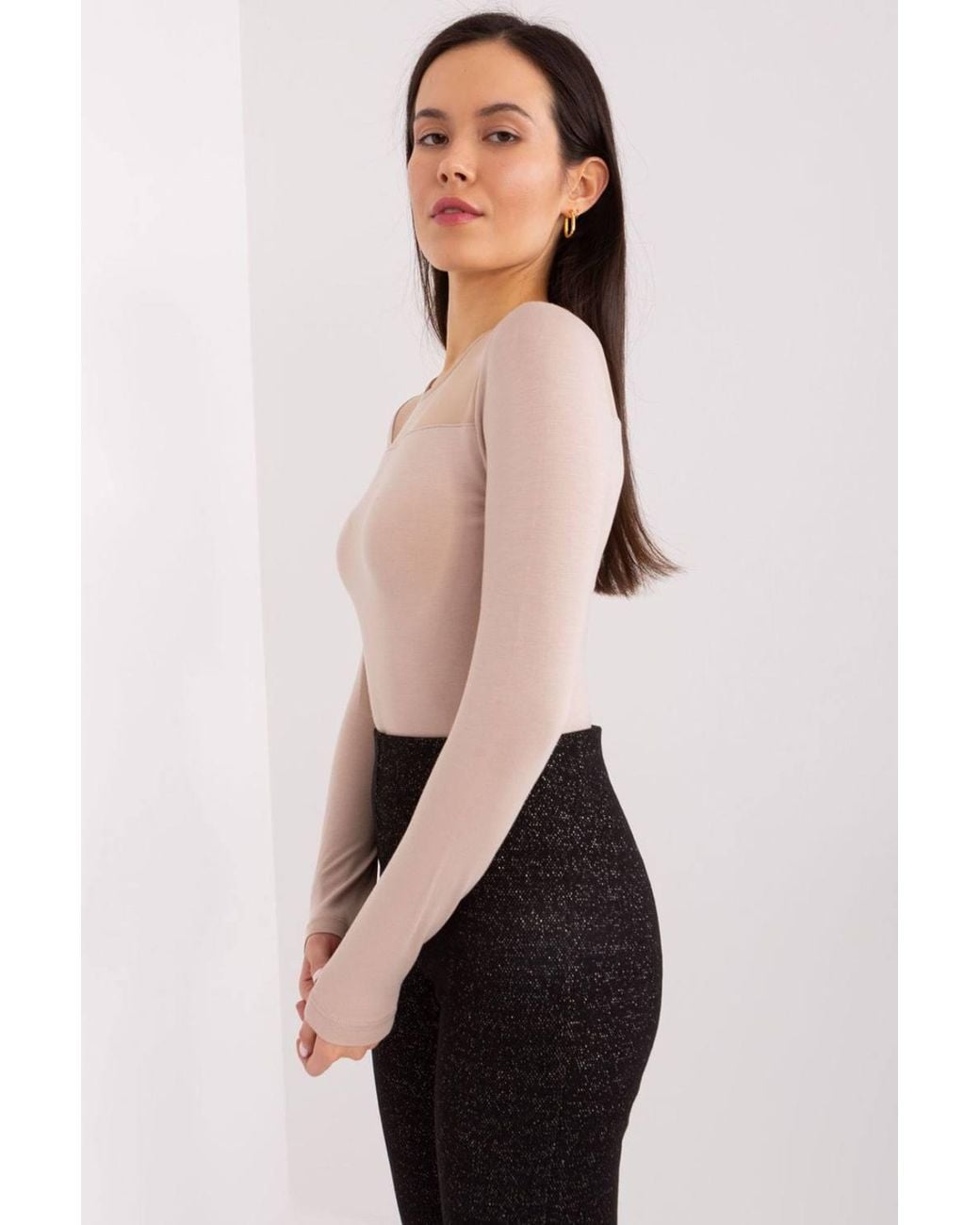 Love Lace Black Elegant Viscose Long Sleeve Blouse With Texture