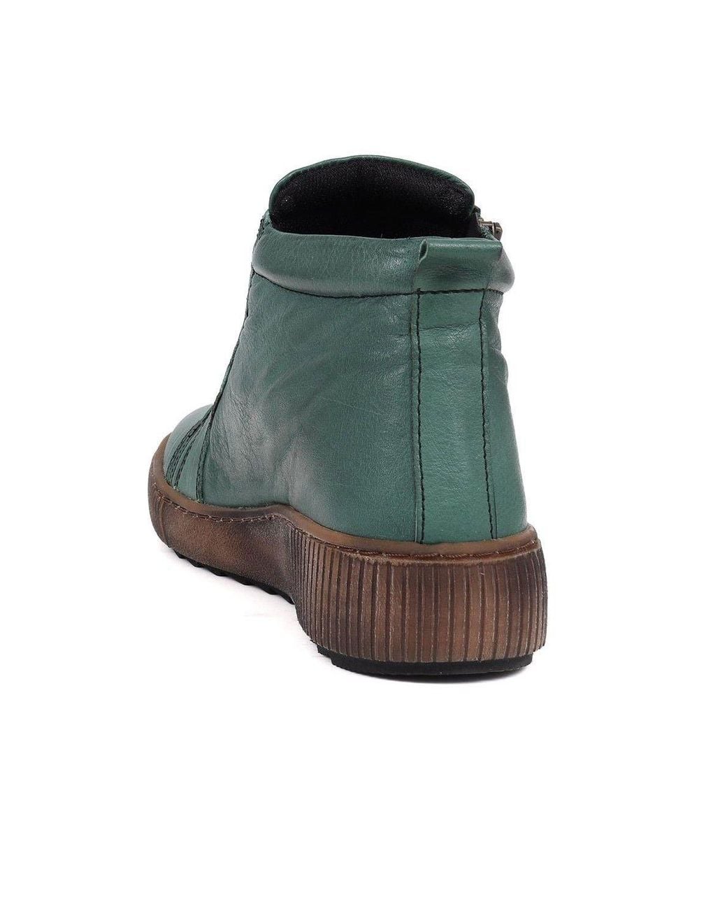 Pavers Green Leather Lace-Up Boots